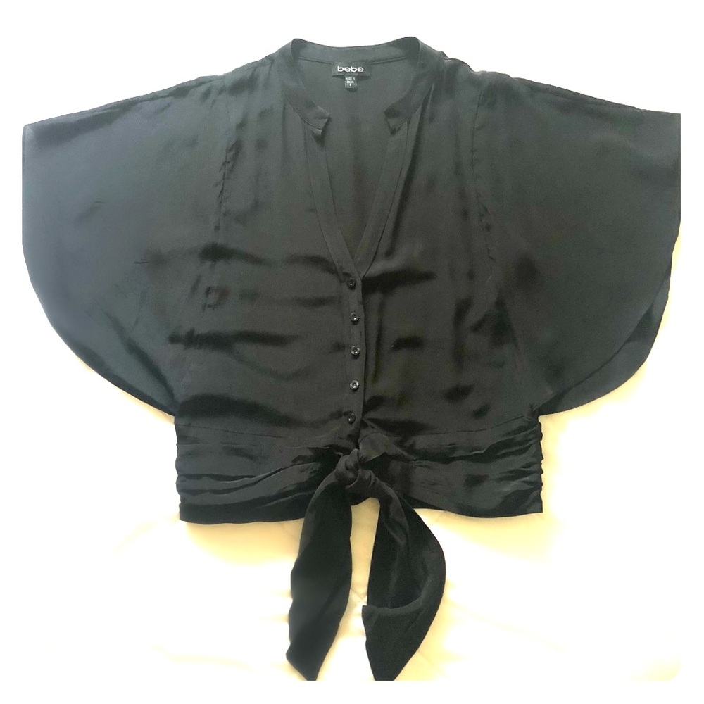 Bebe Butterfly Sleeve Silk Top
